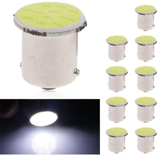 10Pcs 12V White 1156 COB LED Reverse Backup- Turn Signal Brake Tail Light Bulbs
