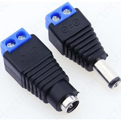 10pcs /5 sets blue Male + Female 12V 2.1x5.5MM DC Power Jack Plug Audio AUX free welding socket Connector