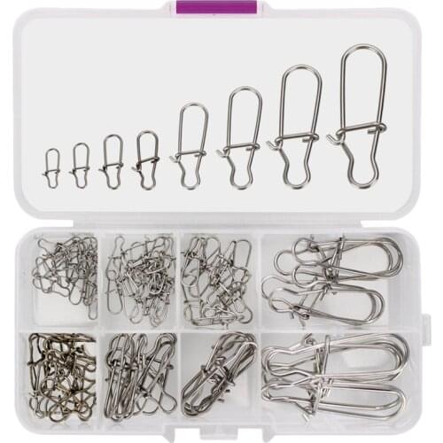 100Pcs Hooked Snap Pin Fishing Swivel Stainless Steel Fishing Bait Connector Fishing Tackle Tool Accessories Pesca