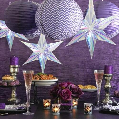 15/30/40cm Shiny Laser Color Party DIY Hanging Ornament Star Pendant Birthday Wedding Supplies Festival Christmas Decor