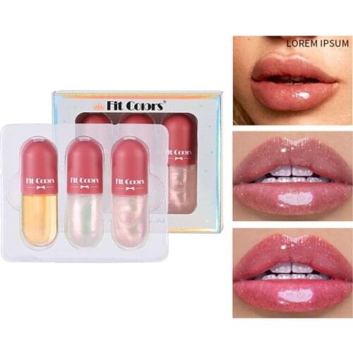 3 Pcs/set Lip Plumper Gloss Temperature Change Lip Gloss,Moisturizing Lip Gloss Lip Enhancer Set,Long Lasting Lip Dye Skin Care