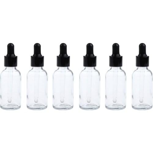 6pcs Empty Amber Bottle Essential Oil Liquid Aromatherapy+Dropper Cap 50ml