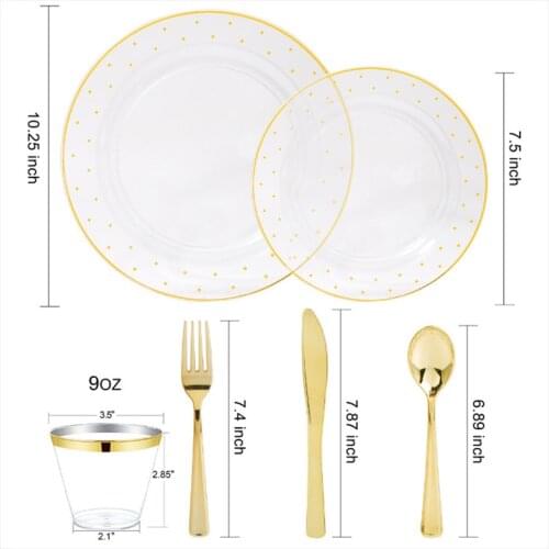 60pcs/lot Bronzing dots wedding party disposable party tableware for plastic plate cup birthday party decor kids party supplies