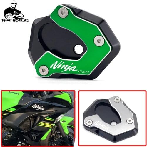 Motorcycle Accessories CNC Kickstand Foot Side Stand For Kawasaki Ninja 650 2017-2019 2018 ninja650 Extension Pad Support Plate