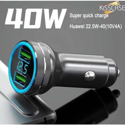 KISSCASE Car Charger for Apple PD20W Cigarette Lighter Huawei Super Fast Charge 40W Car Charger Digital Display Fully Compatible