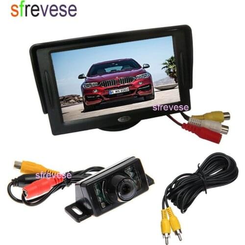 4.3" Car LCD Monitor + 7 IR Night Vision Car Rear View Reverse Parking Reversing Backup Camera Kit Waterproof