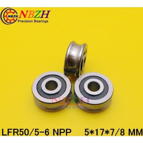 Free Shiping LFR50/5-6 NPP LFR50/5 KDD Groove Track Roller Bearings size: 5*17*7*8 mm Precision double row balls