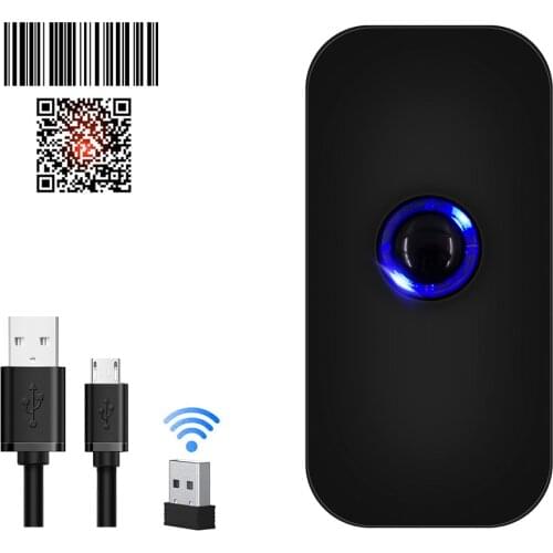 2D Bluetooth Wireless Barcode Scanner USB Wired and 2.4GHz Wireless Transmission 500mA*H Battery 100 Meters Transfer Distance