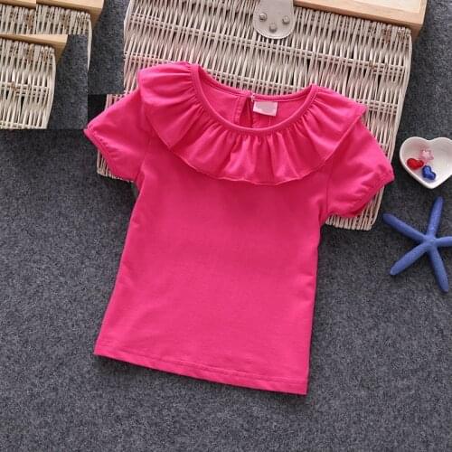 Girls Blouses Cotton Children Tops Summer School Girl Blouse Kids Clothes Girls Shirt Short Sleeve infant toddlers beach solid