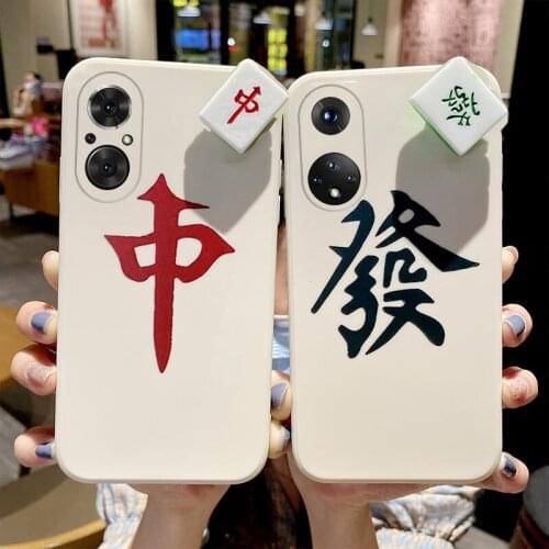 For Huawei Honor 50 50SE Case Luxury Square Chinese Style Mahjong Silicone Soft Case Cover For Huawei Honor 50 Pro