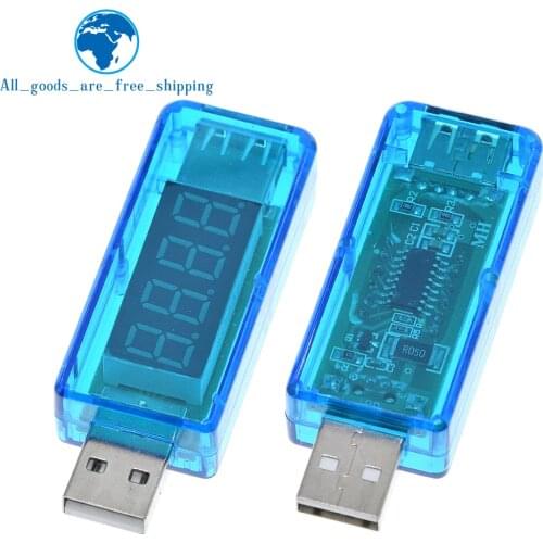 TZT teng Digital USB Mobile Power charging current voltage Tester Meter Mini USB charger doctor voltmeter ammeter Straight blue