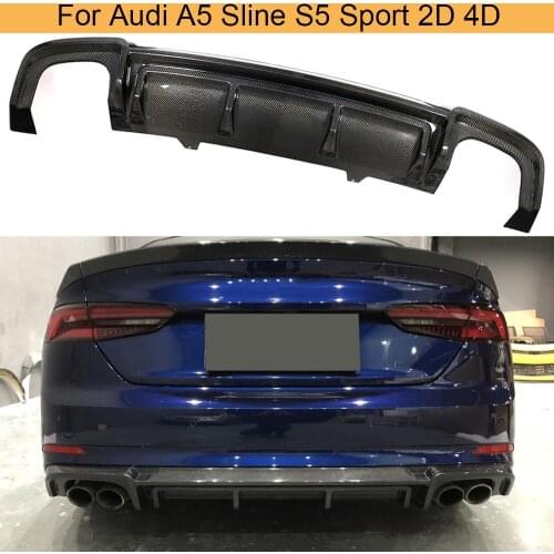 Carbon Fiber Rear Bumper Diffuser Lip For Audi A5 Sline S5 Sport 2D 4D 2017 2018 Car Rear Bumper Diffuser Lip Spoiler FRP