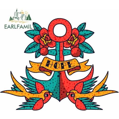 EARLFAMILY 13cm x 10.2cm For Anchor Rose Flowers Repair Car Sticker Car Door Protector Stickers Graffiti Campervan Scratch-Proof