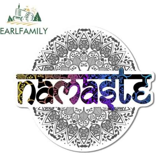 EARLFAMILY 13cm x 12cm for Namaste YinYang Hindu Air Conditioner Cartoon Car Stickers Windshield Waterproof Decal RV Decoration