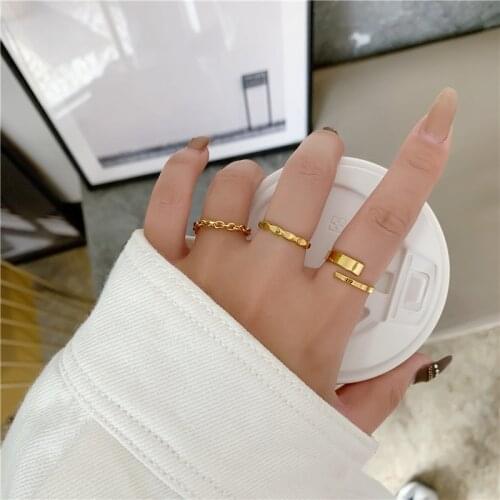 2021 New Trend Titanium Steel Open Index Finger Ring Fashion Personality Geometric Joker Tail Rings For Women