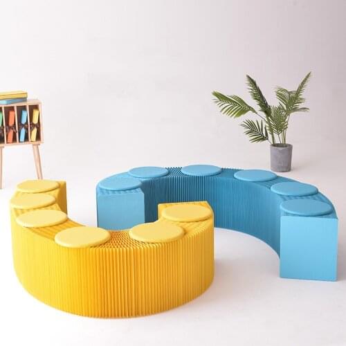 Creative retractable folding paper stool portable space saving furniture sofa porch kraft paper bench Pouffe Folding chair