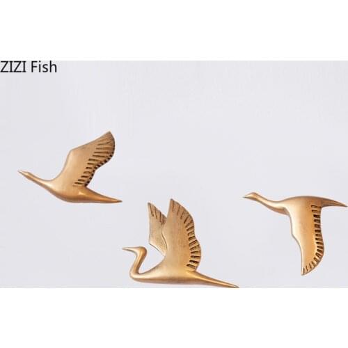 Creative Golden Geese Sculpture Wall Pendant Three-dimensional Animal Living Room Background Wall Decoration Resin Wall Pendant