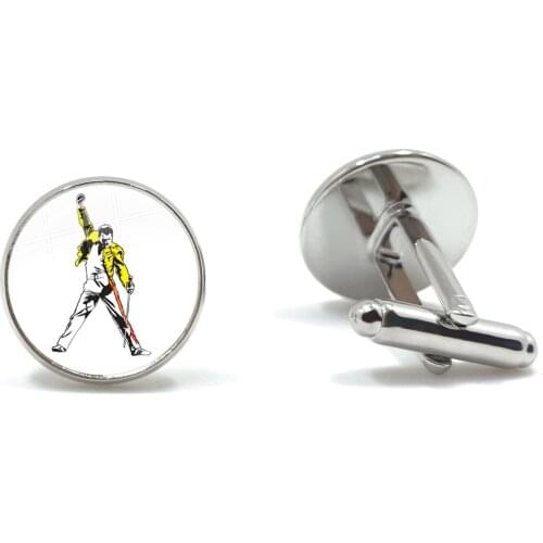 Fashion Freddie Mercury Copper Cufflinks Time Gem Glass Cabochon Cuff Button Game Related Jewelry Cute Gifts For Men Wholesale