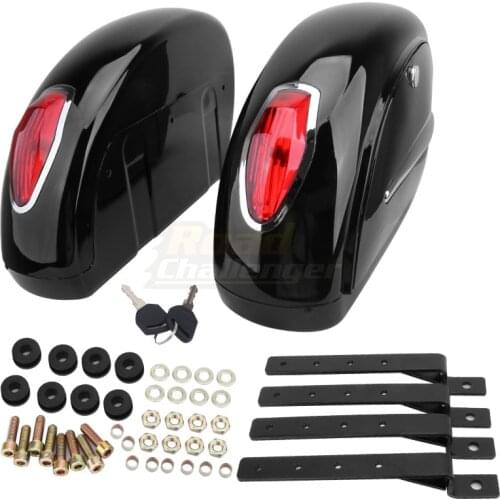 Motorcycle LED Bag Luggage Hard Trunk Saddlebags Red Light SIde Case For Harley Honda Yamaha Suzuki Touring Universal