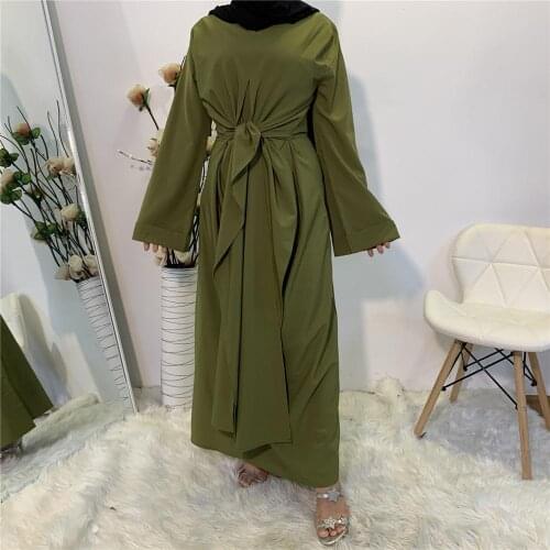 Muslim Abaya Fake 2pcs Dress Full Length Robe Gowns Kimono Hijab Eid Ramadan Worship Service African Women Islamic Clothing