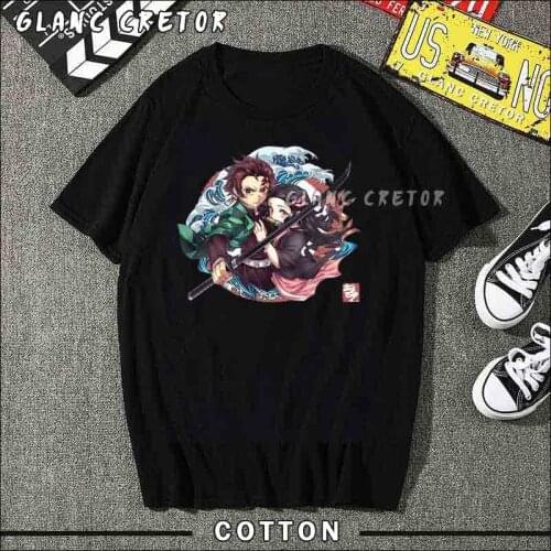 Demon Slayer Tee Harajuku New Punk Anime T Shirt Maga Graphic Tshirt Plus Size Streetwear Tops Tees Men Clothing