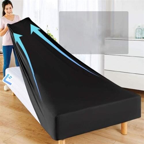 Soft Polyester Fitted Sheet Mattress Cover Absorbent Quick Drying Bed Sheets Solid Color Bed Mat Grippers Elastic Band Bed Cover