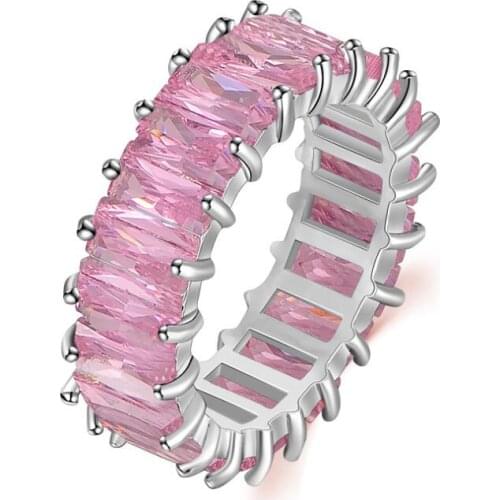 2021 New Rainbow Rings Europe Gold Square Crystal Ring For Women Wedding Luxury Cz Wholesale Fashion Jewelry Accessories anillos