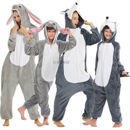 2019 Winter Pajamas Sleepwear For Girls Boys Kugurumi Panda Stitch Wolf Onesies Flannel Pyjamas Kids Children Licorne Pajamas