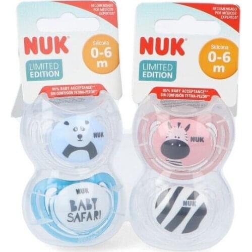 NUK - CHUPETE BABY SAFARI SILICONA 2 UNIDADES (TALLA 0-6 MESES)