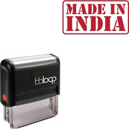 Bbloop 'MADE IN INDIA' Self-Inking Office Stamp, Rectangular Military Stencil Style