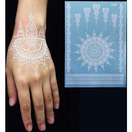 Wholesale Temporary Tatuajes Indian Arabic White Henna Tattoo Lace Wedding Bride Choker Tattoos Sticker 500pks/lot free shipping
