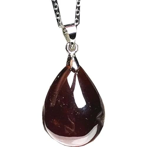 Natural Red Garnet Pendant Necklace Jewelry For Women Lady Man Gift 21x15x8mm Beads Stone Silver Clear Crystal Gemstone AAAAA