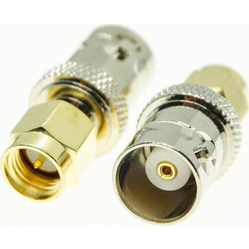 BNC To SMA Cable Connector Socket Brooches Q9 BNC Female to SMA Male Plug Nickel Plated Brass Straight Coaxial RF Adapters