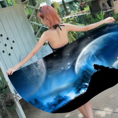 Wolf Black Night Print Microfiber Beach Towel Moonnight Picnic Travel Yoga Mats Teens Boys Animals Shower Towel