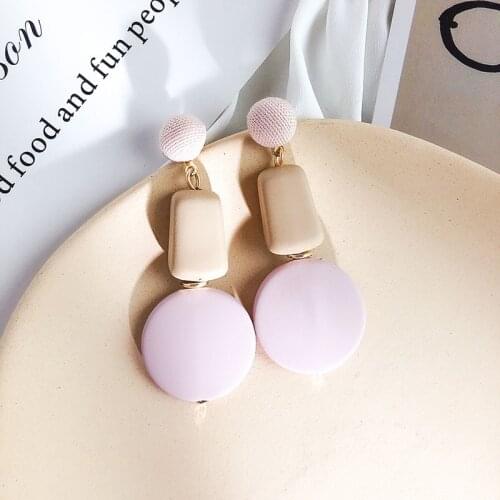 Acrylic Long Pendant Earrings Female Hit Color Round Earrings Net Red Exaggerated Temperament Ear Jewelry