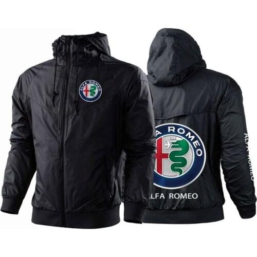 NEW Alfa Romeo Summer Male Mens Comfortable Sports Punk Designer Fleece Sweatshirt Custom Zipper Hoodies Zipper Patchwork Hara