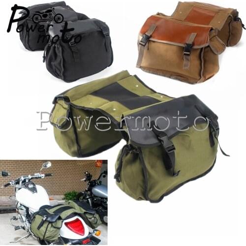 Universal Moto Saddle Bag Motorbike Waterproof Canvas Panniers Bag Side Storage Tools Bags for Motorcycle Bike Scooter Saddlebag