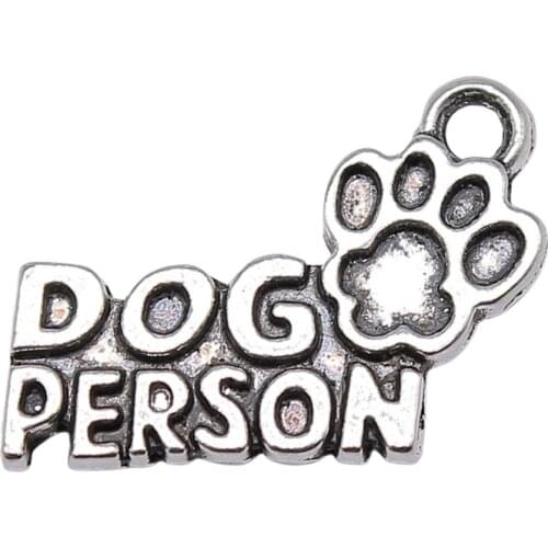 WYSIWYG 10pcs 18x13mm Person Paw Dog Charms Antique Silver Color Dog Love Person Charm Dog Paw Person Charm