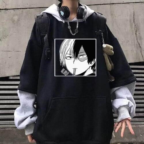 Funny Japanese Anime My Hero Academia Hoodie Shoto Todoroki Sweatshirt Kawaii Pullover Clothes