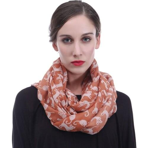 Cat Kitten Animal Print Womens Infinity Circle Scarf Wrap Soft Lightweight