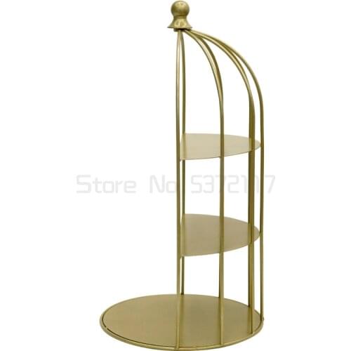 Golden European dessert rack iron cake rack wedding dessert table cake tray