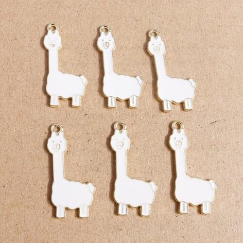 10pcs 15*32mm Animal Charms Cartoon Enamel Alpaca Charms Pendants for DIY Making Necklaces Earrings Keychain Jewelry Findings