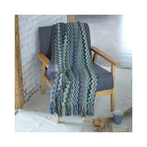 100% Acryl Hand Knitted Blanket with Tassel Summer Blanket Bed Sofa Travel Breathable Chic Bohemian Soft Comfortable Blanket