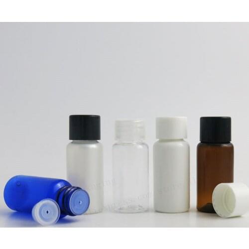 100 x 15ml Refillabe Travel Mini Pear Blue Clear Amber White Plastic Cream Bottle With Screw Lids Inserts 1/2 Plastic Containers