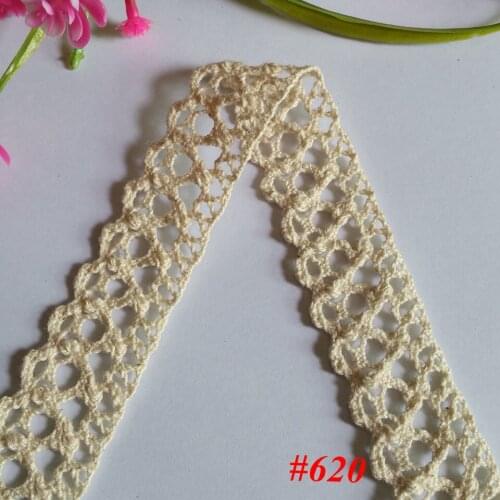 15 Yards/ lot 100% Cotton lace 25MM Sewing decoration ribbon fabric furnishing warp knitting DIY scrapbooking NO620