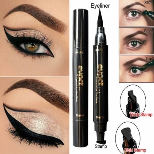 2 In 1 Double Wing Seal Eyeliner Stamp Durable Waterproof Makeup Eye Liner Pencil Black Liquid Lasting Natural Eyes Makeup TSLM1
