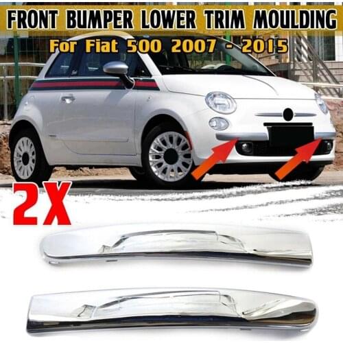 2X Chrome Car Front Bumper Lower Trim Moulding Styling Mouldings for Fiat 500 2007-2015 735455056 735455057