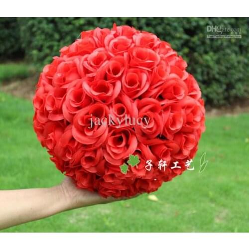 30 CM/12" Artificial Encryption Rose Silk Flower Kissing Balls Hanging Ball Christmas Ornaments Wedding Party Decorations