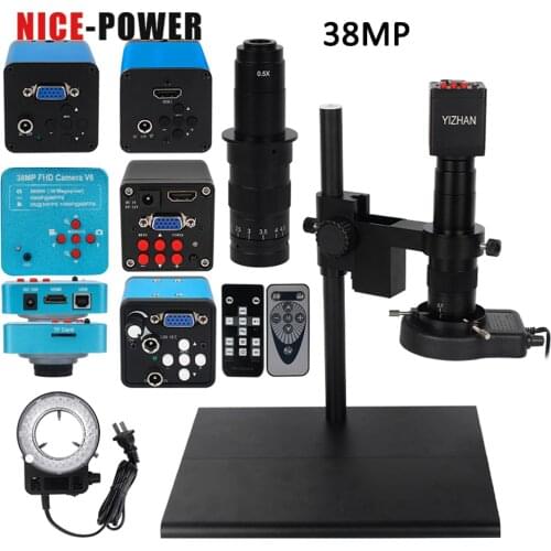 38MP HD USB HDMI VGA TF Big Workbench Stand Monocular Microscope Digital Camera Lens LED Light Fine Repair Phone Soldering