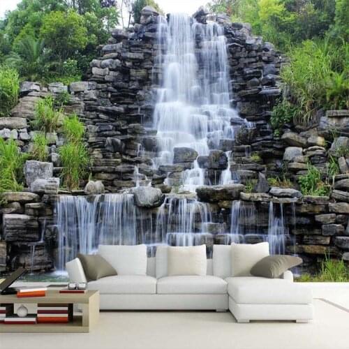 Dropship Custom 3D Mural Wallpaper Water Flowing Waterfall Nature Landscape Wall Painting Wall Decorations Living Room Bedroom